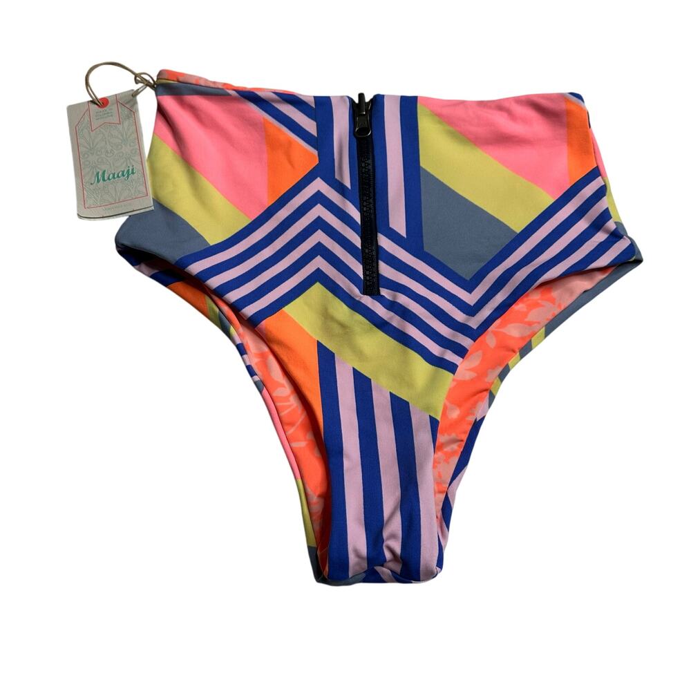 MAAJI Colorful Reversible High Waist‎ Swim Bikini Bottoms Women's Size Small NWT